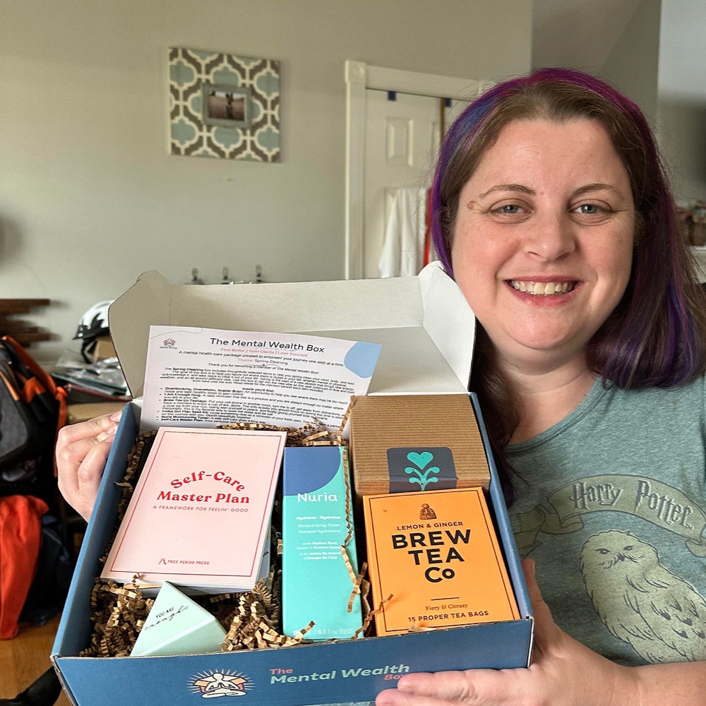 Self-care items from a Mental Wealth Box